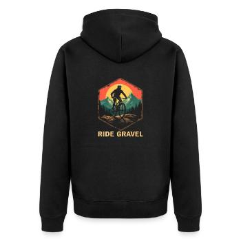 Aventure en vélo de gravier | Vélo de route et cyclo-cross Offro - Veste à capuche bio Premium Unisexe - noir - Dos - Nico (187cm)