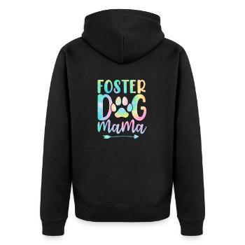 Pflegehund Mama Tierheim Hund Tie Dye Lustige Hunde - Unisex Premium Bio Zip Hoodie - Schwarz - Hinten - Nico (187cm)