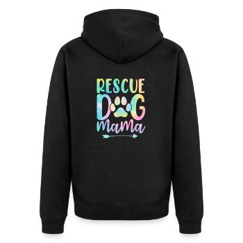 Rettungshund Mama Pflegehund Mama Tie Dye Tier - Unisex Premium Bio Zip Hoodie - Schwarz - Hinten - Nico (187cm)