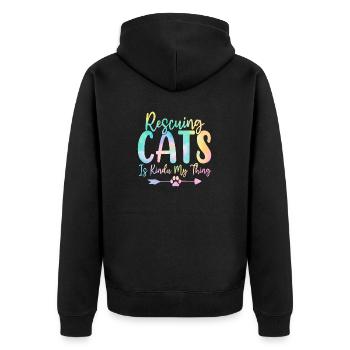 Rescuing Cats Is Kinda My Thing Cat Tie Dye - Unisex Premium Organic Zip Hoodie - black - Back - Nico (187cm)