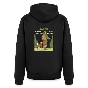 HUNTERS GUARDIANS OF THE EARTH AND NATURE - Unisex Premium Organic Zip Hoodie - black - Back - Nico (187cm)