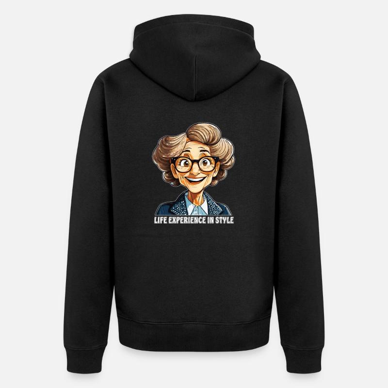 FEMME MÛRE EXPÉRIENCE DE VIE DANS LE STYLE - Veste à capuche bio Premium Unisexe - noir