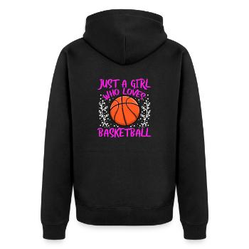 Baller Just Girl, das Basketball liebt - Unisex Premium Bio Zip Hoodie - Schwarz - Hinten - Nico (187cm)