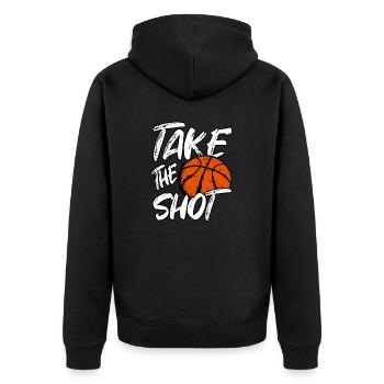 Baller Take Shot Hoops Basketball - Unisex Premium Organic Zip Hoodie - black - Back - Nico (187cm)