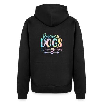 Sauver des chiens, c’est un peu mon truc Dog Tie Dye - Veste à capuche bio Premium Unisexe - noir - Dos - Nico (187cm)