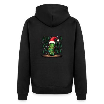 Gurke Weihnachtslichter hässlicher Weihnachtsmütze - Unisex Premium Bio Zip Hoodie - Schwarz - Hinten - Nico (187cm)