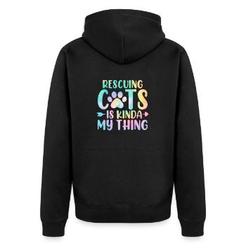 Rescuing Cats Is Kinda My Thing Tie Dye Animal - Unisex Premium Organic Zip Hoodie - black - Back - Nico (187cm)