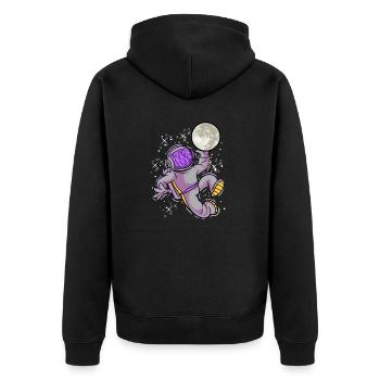 Basket Baller Astronaut Moon Basketball - Unisex Premium Organic Zip Hoodie - black - Back - Nico (187cm)