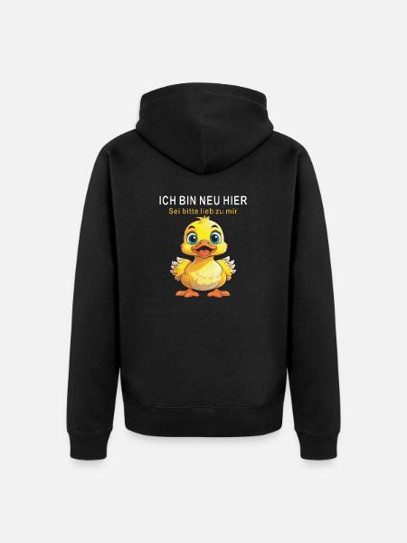 I'M NEW HERE, BE NICE - Unisex Premium Organic Zip Hoodie - black