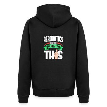 Aerobatics Me Are Like - Unisex Premium Organic Zip Hoodie - black - Back - Nico (187cm)