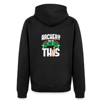 Archery Me Are Like - Unisex Premium Organic Zip Hoodie - black - Back - Nico (187cm)
