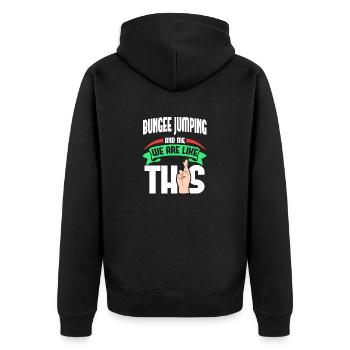 Bungee-Jumping Me sind wie - Unisex Premium Bio Zip Hoodie - Schwarz - Hinten - Nico (187cm)