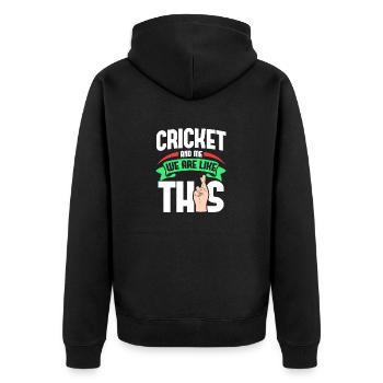 Cricket Me Are Like - Unisex Premium Bio Zip Hoodie - Schwarz - Hinten - Nico (187cm)