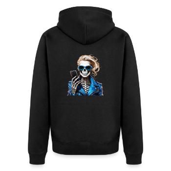SKELETON WOMAN SMARTPHONE - Unisex Premium Organic Zip Hoodie - black - Back - Nico (187cm)