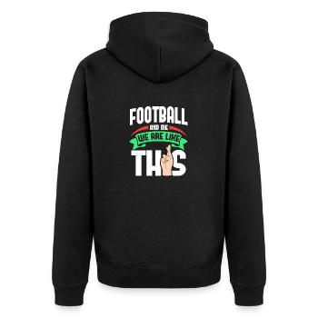 Football Me Are Like - Unisex Premium Bio Zip Hoodie - Schwarz - Hinten - Nico (187cm)