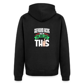 Greyhound Racing Me Are Like - Unisex Premium Organic Zip Hoodie - black - Back - Nico (187cm)