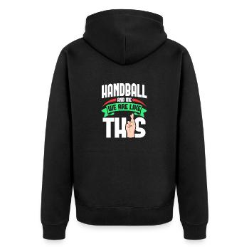 Handball Me Are Like - Unisex Premium Bio Zip Hoodie - Schwarz - Hinten - Nico (187cm)
