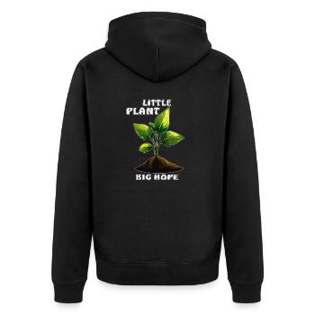 PFLANZE LITTLE PLANT BIG HOPE - Unisex Premium Organic Zip Hoodie - black - Back - Nico (187cm)