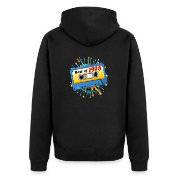 1975 MUSIKKASETTE BEST OF - Unisex Premium Bio Zip Hoodie - Schwarz - Hinten - Nico (187cm)