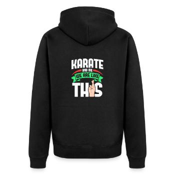Karate Me Are Like - Unisex Premium Organic Zip Hoodie - black - Back - Nico (187cm)