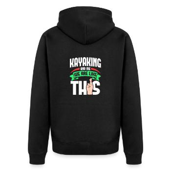Kayaking Me Are Like - Unisex Premium Bio Zip Hoodie - Schwarz - Hinten - Nico (187cm)