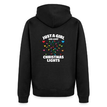Just A Girl Who Loves Christmas Lights, Funny Xmas - Unisex Premium Bio Zip Hoodie - Schwarz - Hinten - Nico (187cm)