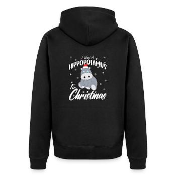 Je veux un hippopotame pour Noël Hippopotame - Veste à capuche bio Premium Unisexe - noir - Dos - Nico (187cm)