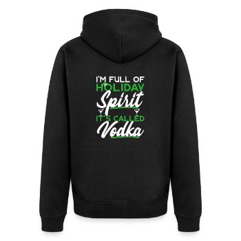 Je suis plein d’ de vacances ça s’appelle vodka - Veste à capuche bio Premium Unisexe - noir - Dos - Nico (187cm)