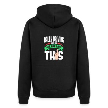 Rally Driving Me sind wie - Unisex Premium Bio Zip Hoodie - Schwarz - Hinten - Nico (187cm)