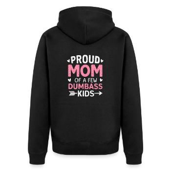 Stolze Mutter Von Ein Paar Dummen Kindern Lustiger Mütter-Witz - Unisex Premium Bio Zip Hoodie - Schwarz - Hinten - Nico (187cm)