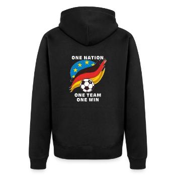 FOOTBALL ONE NATION ONE TEAM ONE WIN - Unisex Premium Organic Zip Hoodie - black - Back - Nico (187cm)