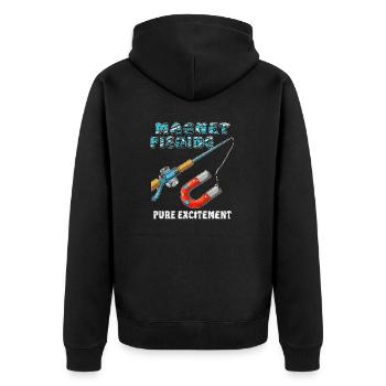 MAGNET FISHING PURE EXCITEMENT - Unisex Premium Organic Zip Hoodie - black - Back - Nico (187cm)