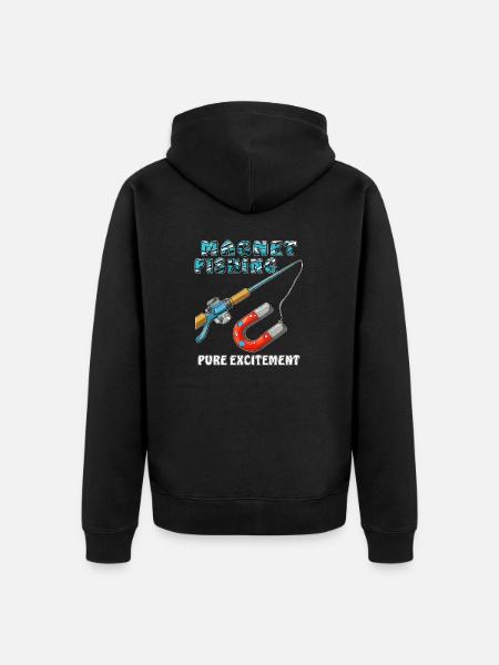 MAGNET FISHING PURE EXCITEMENT - Unisex Premium Organic Zip Hoodie - black