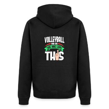 Volleyball Me Are Like - Unisex Premium Bio Zip Hoodie - Schwarz - Hinten - Nico (187cm)