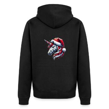 Polygon Art - Unicorn with Santa Hat - Unisex Premium Organic Zip Hoodie - black - Back - Nico (187cm)