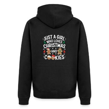 Just A Girl Who Loves Christmas and Cookies, Xmas - Unisex Premium Bio Zip Hoodie - Schwarz - Hinten - Nico (187cm)