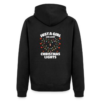 Just A Girl Who Loves Christmas Lights, Funny Xmas - Unisex Premium Bio Zip Hoodie - Schwarz - Hinten - Nico (187cm)