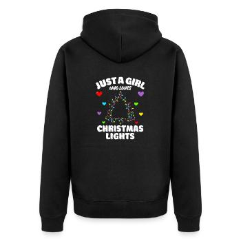 Just A Girl Who Loves Christmas Lights, Funny Xmas - Unisex Premium Bio Zip Hoodie - Schwarz - Hinten - Nico (187cm)