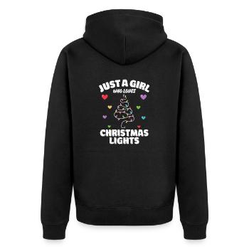 Just A Girl Who Loves Christmas Lights, Funny Xmas - Unisex Premium Bio Zip Hoodie - Schwarz - Hinten - Nico (187cm)