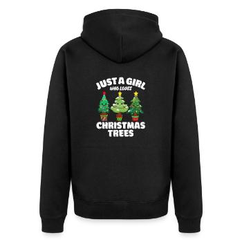 Just A Girl Who Loves Christmas Trees, Funny Xmas - Unisex Premium Bio Zip Hoodie - Schwarz - Hinten - Nico (187cm)