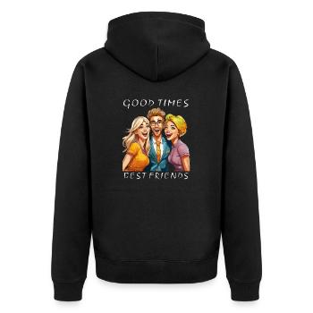 FREUNDE GOOD TIMES BEST FRIENDS - Unisex Premium Organic Zip Hoodie - black - Back - Nico (187cm)