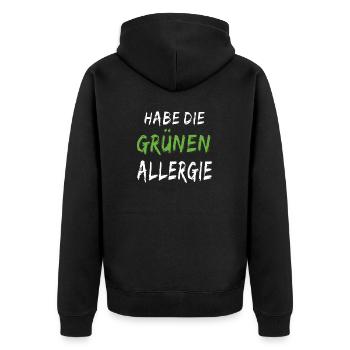 GRÜN HABE DIE GRÜNEN ALLERGIE - Unisex Premium Bio Zip Hoodie - Schwarz - Hinten - Nico (187cm)