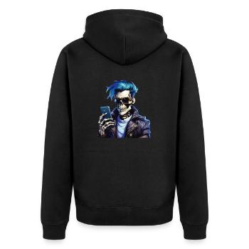 SKELETON MAN - Unisex Premium Organic Zip Hoodie - black - Back - Nico (187cm)