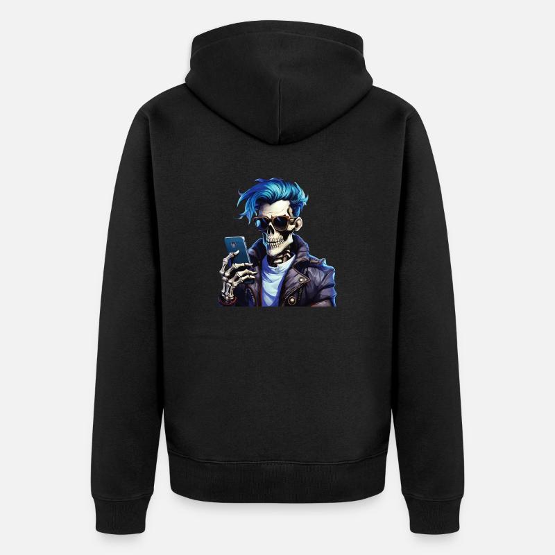 SKELETT MANN - Unisex Premium Bio Zip Hoodie - Schwarz