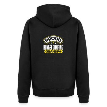 Sport Opa Bungee Jumping Opa - Unisex Premium Bio Zip Hoodie - Schwarz - Hinten - Nico (187cm)
