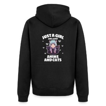 Just A Girl Who Loves Anime and Cats Cute Cat - Unisex Premium Bio Zip Hoodie - Schwarz - Hinten - Nico (187cm)