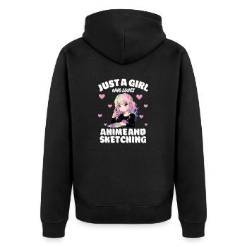 Just A Girl Who Loves Anime And Sketching, Anime - Unisex Premium Organic Zip Hoodie - black - Back - Nico (187cm)