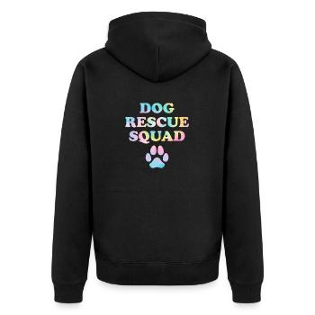 Dog Rescue Squad Hund Tie Dye Tieraktivist - Unisex Premium Bio Zip Hoodie - Schwarz - Hinten - Nico (187cm)