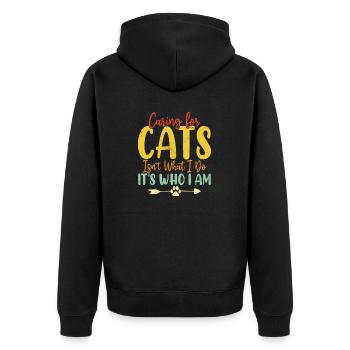 Caring for Cats Isn't What I Do Retro Shelter - Unisex Premium Organic Zip Hoodie - black - Back - Nico (187cm)