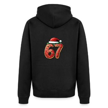 67 Zahl Weihnachten Keks - Unisex Premium Bio Zip Hoodie - Schwarz - Hinten - Nico (187cm)